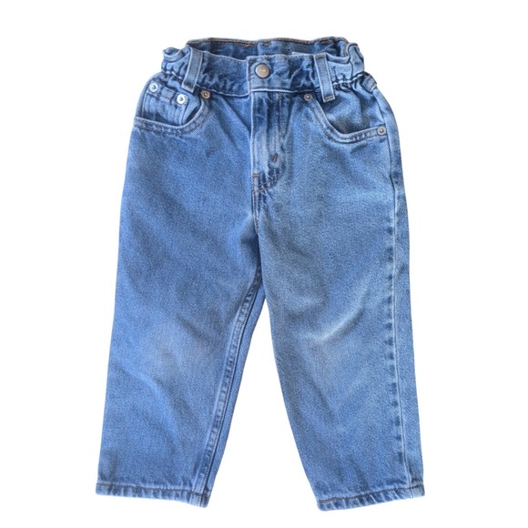 Vintage Levis 3T Toddler Classic Indigo Blue Wash Elastic Waist Kids Jeans Denim